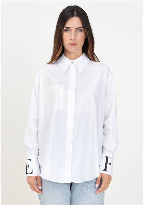 White elegant women's shirt with EF monogram on the cuffs ELISABETTA FRANCHI | CAT6246E2100